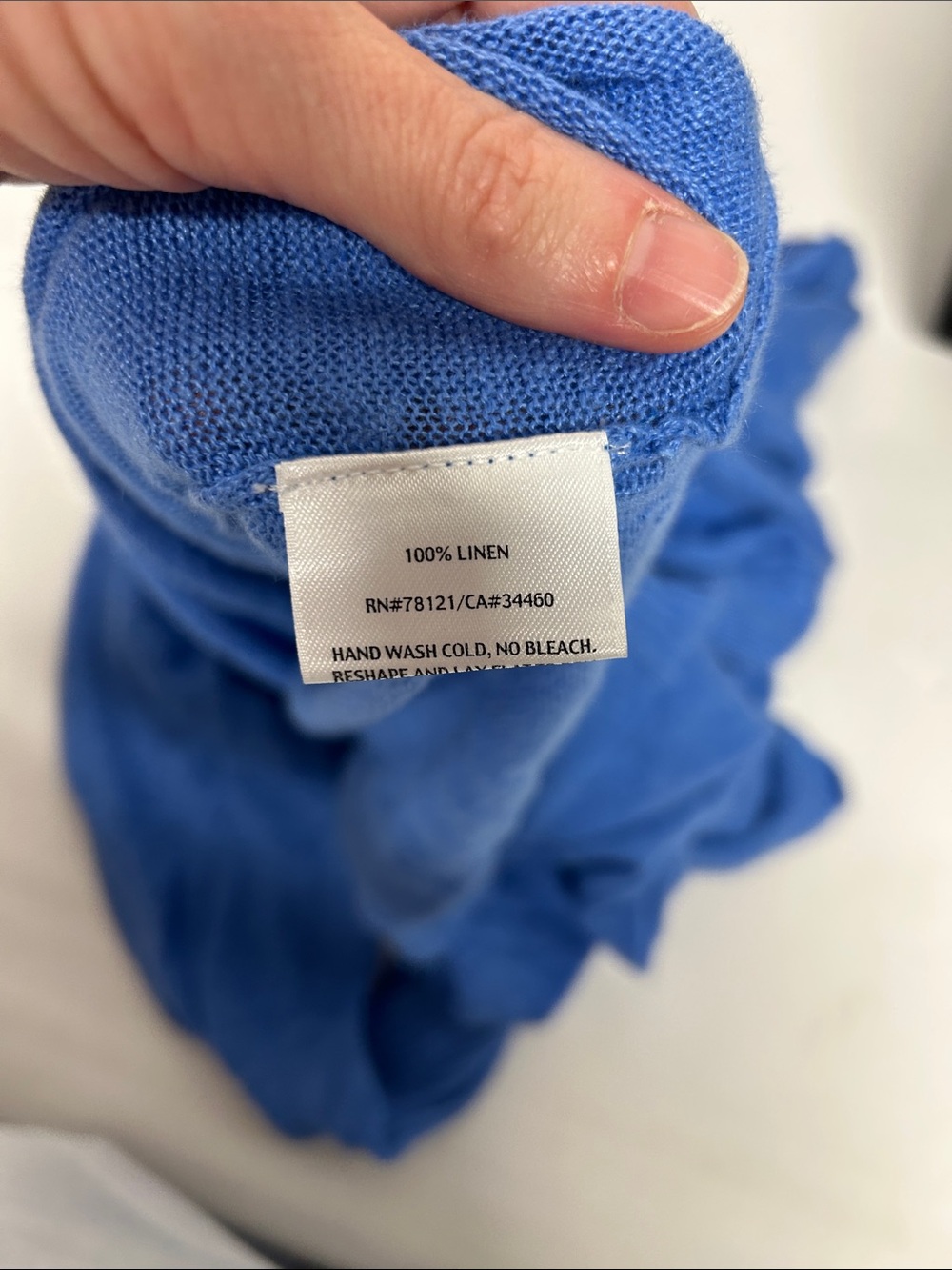 Eileen Fisher Blue V-Neck Lightweight Sweater - Picture 7 of 7